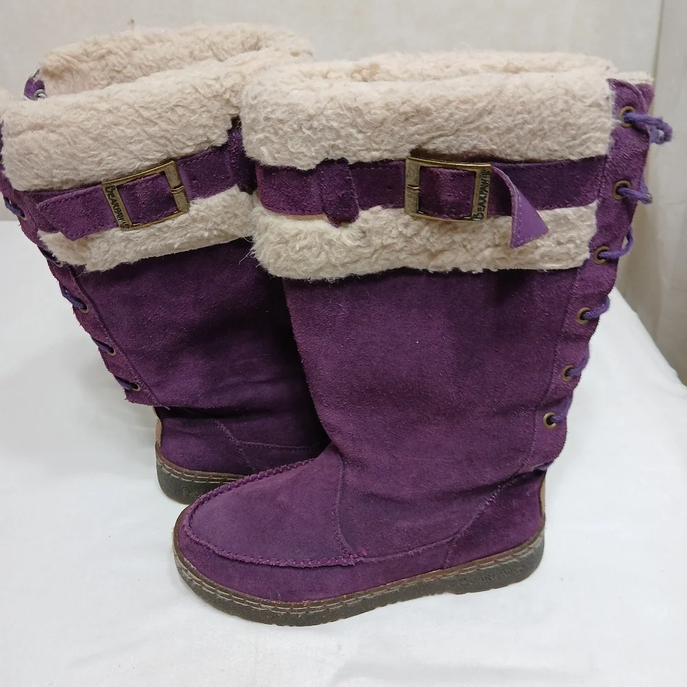 Bearpaw Purple Suede Wool Lined Cold Weather Boots Women's Size 6